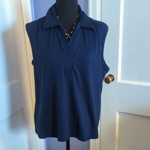 Elegant Navy Sleeveless Blouse